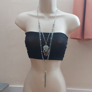 Relativity Boho Chic Triple Layered Pendant Necklace Tasseled Beaded Statement